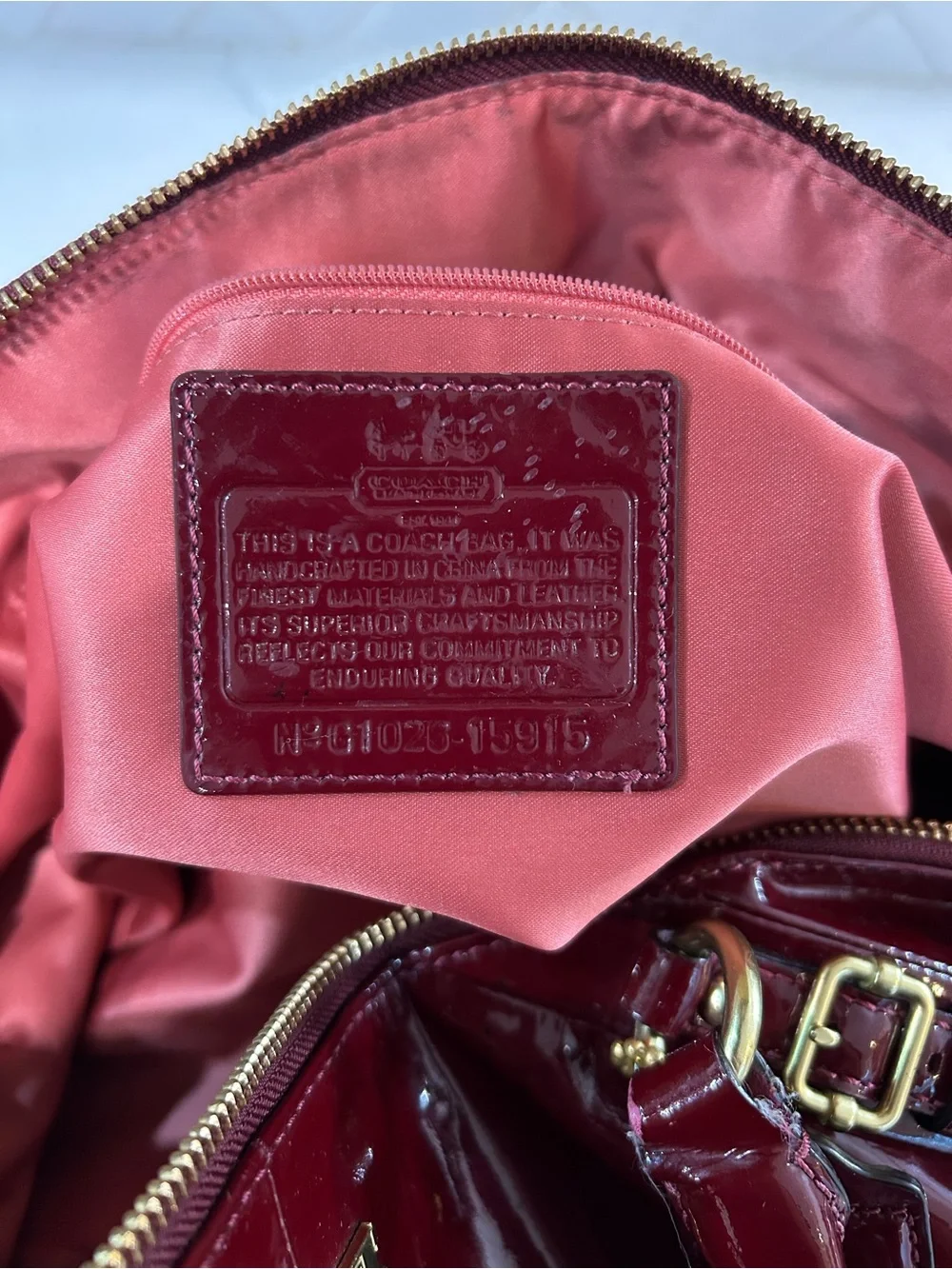 Coach Madison Large Sophia 15915 Crimson Patent Leather Satchel